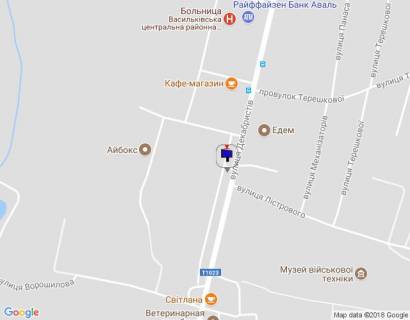 Білборд, Бігборд (Борд)  A у Василькові, 6х3  м. Васильків, вул. Декабристів, 79, Хлібзавод, бетонний завод схема