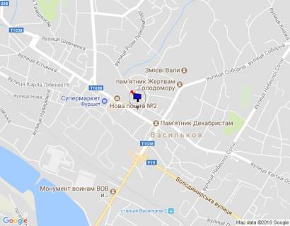 Билборд B в Василькове, 2,7х5,5  м. Васильків, вул. Грушевського, 4 зі сторони  кафе “Змеевые Валы” схема