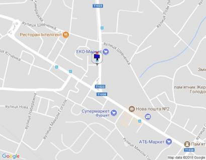 Билборд A в Василькове, 6х3  м. Васильків, вул. Декабристів, 1, 50 м від перехрестя з вул. Грушевського, навпроти ЕКО-Маркет схема