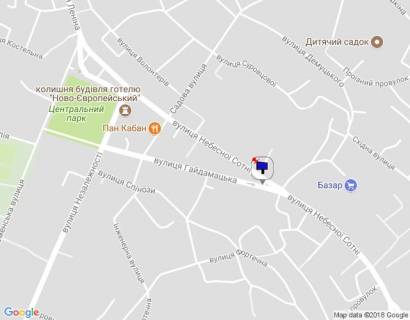 Билборд B в Умане, 6х3  м. Умань, вул. Гайдамацька, навпроти будинку 32, розвилка з вул. Небесної Сотні, за 50м до повороту на вул. Некрасова, через 140м після повороту на вул. Шмідта схема