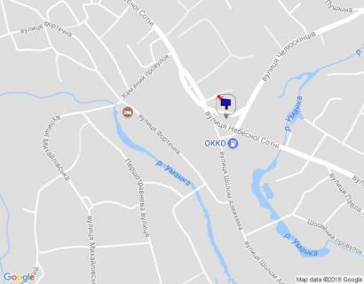 Billboard B in Uman, 6х3  m. Uman', st. Nebesnoi Sotni, pered povorotom na st. Celuskinciv, za povorotom na st. Solom-Alejhema, navproti AZS OKKO, za 80m do avtobusnoi zupinki, livij scheme