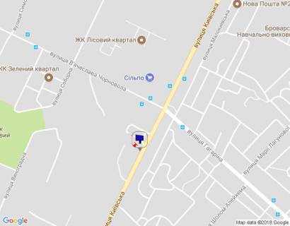 Билборд B в Бровары, 6х3  м. Бровари, вул. Київська, 227/1, біля АЗС "КЛО", за 160м до перехрестя з вул. В'ячеслава Чорновола та Героїв України вул. (кол. Гагаріна), за 200м до магазину Сільпо та ресторану KFC схема