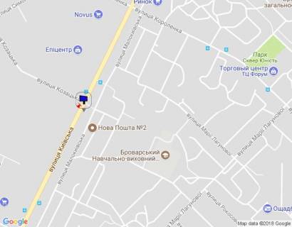 Билборд A в Бровары, 6х3  м. Бровари, вул. Київська, 302, за 180м до магазину "Епіцентр" та магазину "Novus", за 35м до повороту на вул. Козацька, через 210м після повороту до ЖК "Лісовий квартал", через 330м після магазину "Сільпо" схема