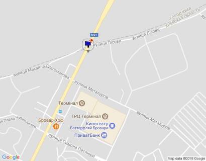 Билборд B в Бровары, 6х3  м. Бровари, вул. Київська, 326, в'їзд в м. Бровари, за 80м до ресторану "У лісі", за 160м до повороту на вул. Металургів, за 270м до ТРЦ "Термінал" та магазину "МегаМаркет", за 270м до АЗС "КЛО", через 40м після повороту на вул. Лісова схема