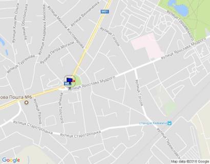 Билборд B в Бровары, 6х3  м. Бровари, Ярослава Мудрого вул. (кол. Кірова), 2, навпроти парку імені Т.Г. Шевченка, за 60м до повороту на Бучанська вул. (кол. Толстого), за 100м до повороту на вул. Київська, через 95м після повороту на Ірпінська вул. (кол. Сєдова), через 125м після повороту на площу Тараса Шевченка схема