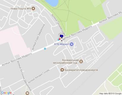 Билборд A в Бровары, 6х3  м. Бровари, вул. Ярослава Мудрого, 88, біля Парку Перемоги та магазину АТБ, перехрестя з вул. Грушевского, навпроти автобусної зупинки схема