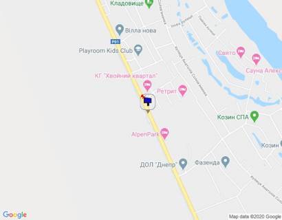Билборд A в с. Козине Конча-Заспа, траса Р-02, км 31+350 право, біля автобусної зупинки схема