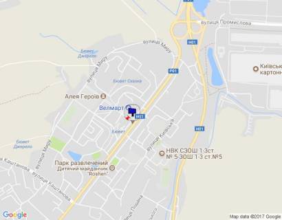 Билборд B в Обухове м. Обухів, вул..Київська, 117  (автозупинка  "Піщана") схема