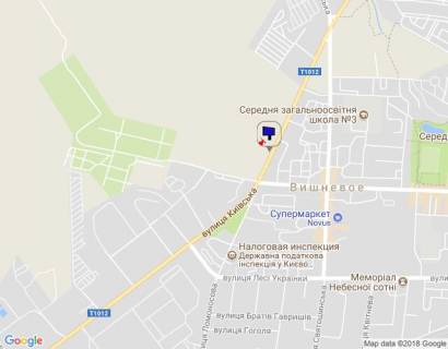 Билборд B в Вишневое м. Вишневе, вул.Київська, навпроти №1, перед поворотом на вул. Європейська схема
