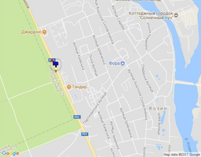 Билборд A в Козине, 6х3  Конча-Заспа, траса Р-01, км 29+300 право, через 460м після повороту на котеджне містечко "РОМАНОВО", через 350м після комплексу "Сезони SPA" та ресторану "Giardino", за 150м до ресторану "ТАНДИР" схема