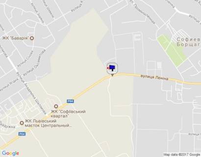 Билборд A в Киеве, 3х6  c. Софіївська Борщагівка, траса Р-04 "Київ-Бишів-Звенигородка", км 2+450 ліво, вул. Соборна (Леніна), через 500м після ЖК "Софія Клубний", через 650м після ЖК "Софіївський квартал" та ЖК "Софія" схема