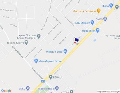 Билборд B в Киеве, 6х3  с. Гатне, траса М-05 Київ-Одеса, км 14+290 право, за 180м до АЗС SOCAR, за 230м до Нової Лінії та магазину АТБ, МЕГА МАРКЕТ ГАТНЕ, низ схема