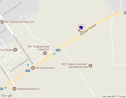 Билборд B в Киеве, 3х6  с. Софіївська Борщагівка, траса Р-04 "Київ-Бишів-Звенигородка", км 2+550 право, вул. Соборна (Леніна), через 400м після ЖК "Софія Клубний", через 550м після ЖК "Софіївський квартал" та ЖК "Софія" схема