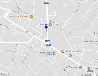 Билборд A в Василькове м. Васильків, вул. Декабристів, 1, 50 м від перехрестя з вул. Грушевського, навпроти ЕКО-Маркет схема