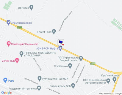 Billboard A in Vorzel, 6х3  м. Буча, траса М-07 "Київ-Ковель", км 31+900 право, біля ЖК "Форест Ленд", навпроти АЗС БРСМ Нафта, через 950м після повороту на автошлях Т1001 та смт. Ворзель scheme