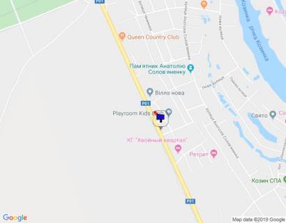 Билборд B в с. Козине, 6х3  Конча-Заспа, траса Р-01, км 31+100 ліво, котеджне містечко "Олександрівське", через 60м після клініки "VIVA", через 450м після комплексу "QUEEN COUNTRY CLUB", за 200м до котеджного містечка "Хвойний Квартал" схема