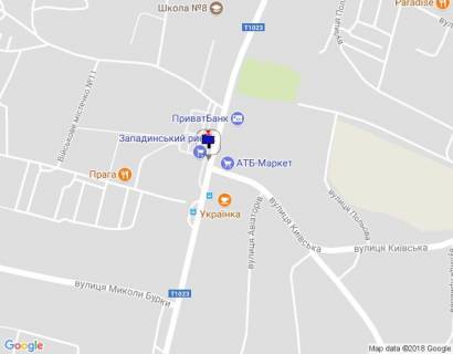 Билборд A в Василькове, 6х3  м. Васильків, вул. Декабристів, навпроти 182, Западинський ринок, навпроти АТБ Маркет схема