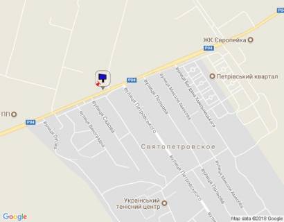 Билборд B в Киеве с. Святопетрівське, траса Р-04 "Київ-Бишів-Звенигородка", вул. Білогородська, 14, через 600м після складу "Санта Бремор", за 140м до повороту на вул. Центральна схема