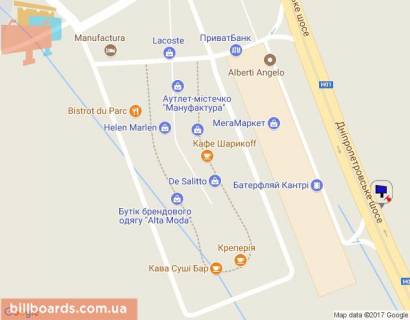 Билборд A в Ходосовке, 12х3  Дніпровське шосе, траса Н-01 "Київ-Знам'янка", км 23+950 ліво, за 300м до повороту на с. Ходосівку та АЗС UPG, навпроти ТЦ "МегаМаркет", лівий схема