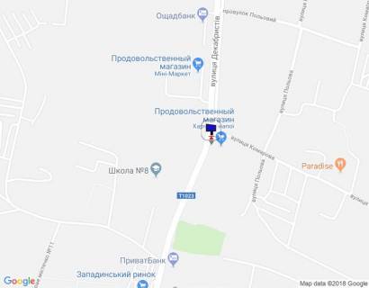 Білборд, Бігборд (Борд)  A у Василькові, 6х3  м. Васильків, вул. Декабристів, навпроти 145 схема