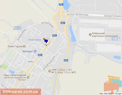 Билборд B в Обухове, 6х3  м. Обухів, вул. Київська, 123, навпроти ринку "Піщаний" схема
