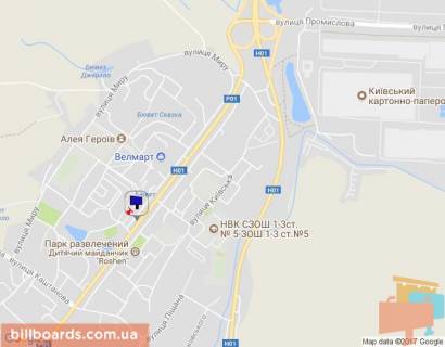 Билборд B в Обухове, 6х3  м. Обухів, вул. Київська, 154, через 125м після банку "Аваль", навпроти озера та магазину АТБ схема