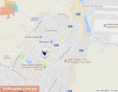 Билборд B в Обухове, 6х3  м. Обухів, вул. Київська, 154, навпроти озера та магазину АТБ схема