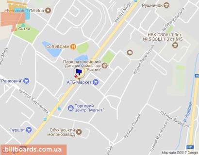 Билборд A в Обухове, 6х3  м. Обухів, вул. Київська, 148, через 210м після повороту на вул. Каштанова, навпроти ТЦ Магніт та магазину АТБ, низ схема