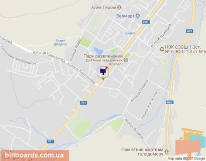 Билборд B в Обухове, 6х3  м. Обухів, вул. Київська, автобусна зупинка, на світлофорі, за 80м до повороту на вул. Каштанова, за 200м до супермаркету "Фуршет" схема