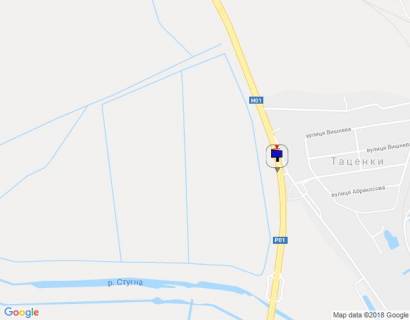 Билборд A в Киеве, 6х3  с. Таценки, шосе Дніпровське (шосе Дніпропетровське), траса Н-01 "Київ-Знам'янка", км 40+200 право, через 250м після автобусної зупинки, перед мостом через р. Стугна, в'їзд в м. Обухів схема