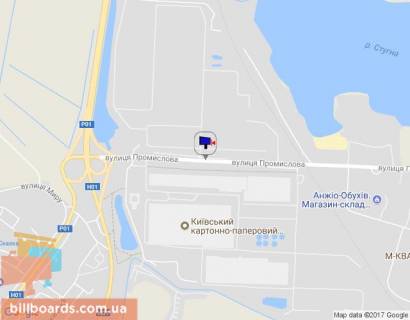 Билборд A в Обухове, 6х3  м. Обухів, вул. Промислова, 1, навпроти Київського картонно-паперового комбінату схема