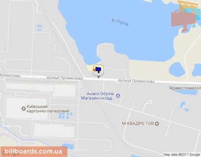 Билборд B в Обухове, 6х3  м. Обухів, вул. Промислова, за 50м до повороту до заводу пористих матеріалів "АЕРОК", за 180м до АЗС Укрнафта схема