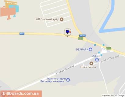 Билборд B в Ирпене, 6х3  м. Ірпінь, траса М-07 "Київ-Ковель", км 23+950 ліво, вул. Свято-Покровська, 30А, розвилка Ірпінь-Гостомель-Буча,  в'їзд у Бучу, верх схема