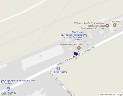 Билборд A в Вишневое, 6х3  м. Вишневе, вул. В'ячеслава Чорновола, навпроти будинку №43, біля АЗК ОККО, через 900м після розвилки з вул. Василя Стуса схема