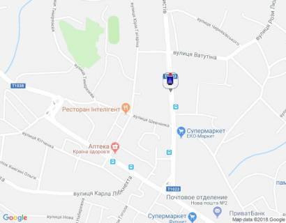 Ситилайт A в Василькове, 1,2х1,8  м. Васильків, вул. Декабристів, 9 - головна розв'язка міста, кафе "Ласощі" схема