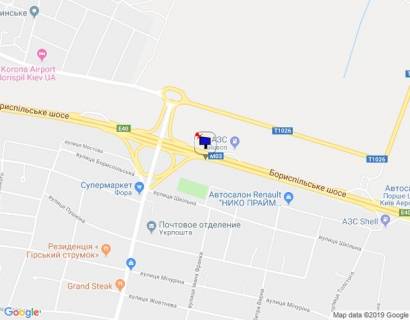 Билборд A в Киеве Бориспільська траса, М 03 км 32+900 право , с. Гора, перед поворотом на Аеропорт Бориспіль схема