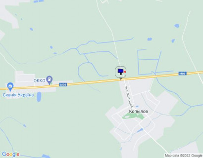 Билборд B в Копилові, 6х3  с. Копилів, траса М-06 "Київ-Чоп" (Житомир), км 46+500 ліво, через 150м після повороту на вул. Жовтнева та вул. Заводська схема