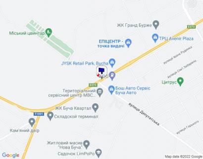 Билборд B в Буче, 6х3  м. Буча, траса М-07 "Київ-Ковель", км 30+200 право, вул. Нове Шосе, біля ТЦ Модуль та магазину Фокстрот, навпроти АЗС WOG, за 580м до ТРЦ Avenir Plaza, за 330м до магазину Епіцентр, через 40м після повороту на вул. Депутатська схема