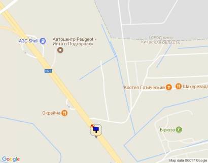 Билборд A в Подгорцах, 6х3  Дніпровське шосе, траса Н-01 "Київ-Знам'янка", км 26+000 право, через 550м після АЗС Shell, за 250м до повороту на с. Підгірці схема