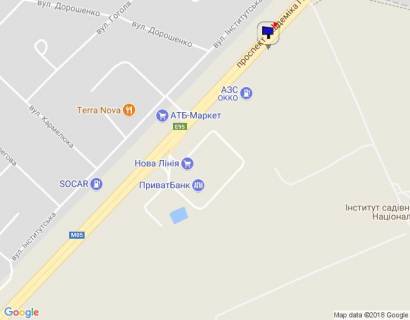 Билборд B в Киеве м. Київ, проспект Академіка Глушкова, траса М-05 Київ-Одеса, км 13+600 ліво, виїзд з Києва, навпроти АЗС UPG, за 110м до АЗС ОККО, за 270м до Нової Лінії та магазину АТБ схема