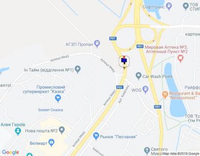 Билборд A в Обухове, 6х3  м. Обухів, вул. Київська/вул. Миру, право, в'їзд в м. Обухів з м. Києва, Українки схема