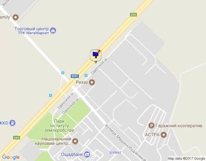Билборд B в Чабаны с. Чабани, траса М-05 Київ-Одеса, км 14+940 ліво, через 875м після Нової Лінії та магазину АТБ, заїзд у МегаМаркет Гатне, за 70м до автобусної зупинки, за 150м до повороту на Гатне, Крюківщину, Вишневе схема