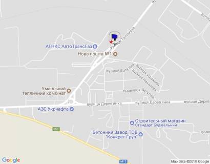 Білборд, Бігборд (Борд)  B у Умані м. Умань, вул. Теплична, за 760м до розв'язки з вул. Енергетична та вул. Заводська схема