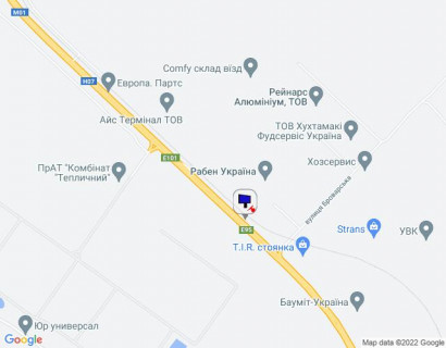 Билборд A в Калиновке, 6х3  с. Калинівка, траса М-01 "Київ-Чернігів-Нові Яриловичі", км 35+000 право, об'їзд м. Бровари, через 150м після повороту на вул. Броварська та Рабен Україна, через 600м після Бауміт-Україна схема