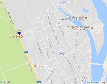Билборд B в с. Козине Конча-Заспа, траса Р-02, км 29+050 право, котедж. містечко "РОМАНОВО", комплекс "Сезони SPA", ресторан "Giardino", супермаркет "Wine Time" схема