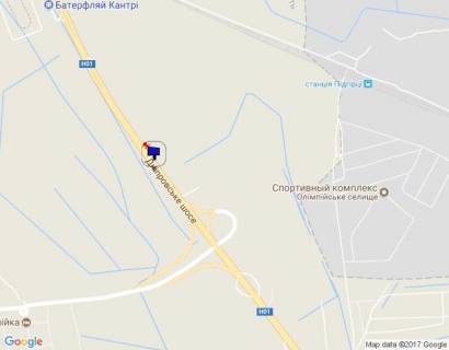 Билборд A в Киеве шосе Дніпровське (шосе Дніпропетровське), траса Н-01 "Київ-Знам'янка", км 24+820 право, через 820м після ТЦ "МегаМаркет", через 570м після ТЦ "Аракс", за 280м до розв'язки на с. Креничі схема