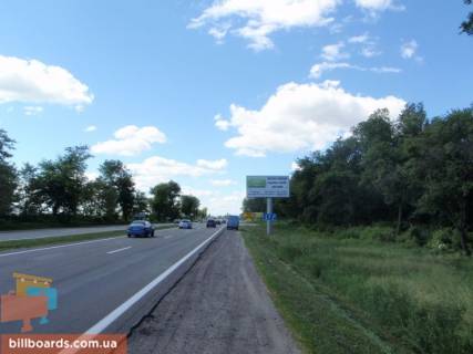 Билборд A на трассах Киевской области, 6х3  траса М-05 Київ-Одеса, км 78+050 право, за 840м до КПП ДАІ Біла Церква, за 270м до повороту на с. Терезино схема