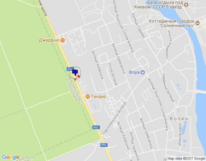 Билборд B в Козине, 6х3  Конча-Заспа, траса Р-01, км 29+300 право, за 460м до повороту на котеджне містечко "РОМАНОВО", за 350м до комплексу "Сезони SPA" та ресторану "Giardino", через 150м після ресторану "ТАНДИР" схема