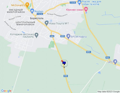 Билборд A на трассах Киевской области, 6х3  Черкаська траса, траса Н-08 "Бориспіль-Дніпро-Запоріжжя", км 2+600 ліво, виїзд з м. Бориспіль в напрямку Дніпра (Переяслава) схема