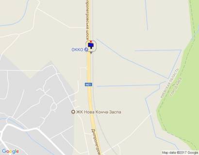 Билборд B в Киеве шосе Дніпровське (шосе Дніпропетровське), траса Н-01 "Київ-Знам'янка", км 22+550 ліво, через 1,7км після повороту на с. Лісники, навпроти АЗС ОККО схема
